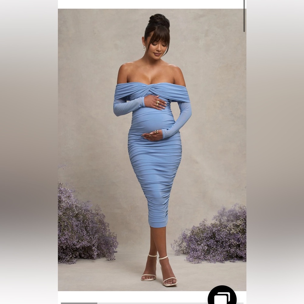 Never worn/tags on blue Club London maternity dress size US 8/UK 12 true to size